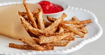 Cinnamon Jicama Fries with Raspberry Dipping Sauce - Cinnamon Jicama Fries with Raspberry Dipping Sauce