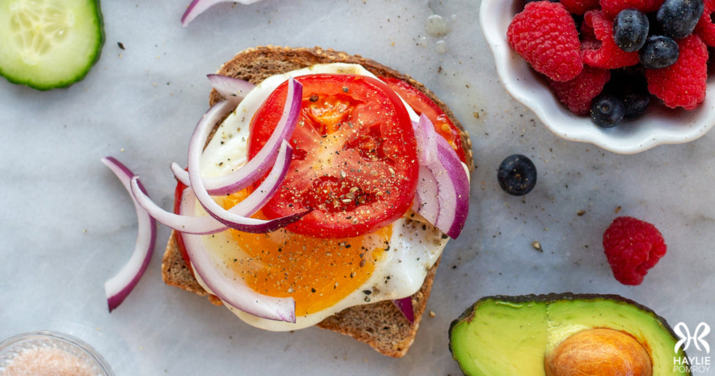 Eggs and Toast with Tomato and Red Onion
      
      
      
        &ndash; Haylie Pomroy