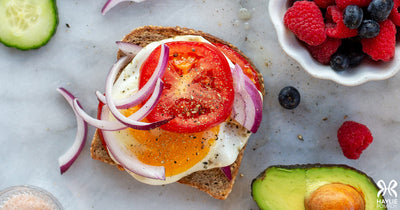 Eggs and Toast with Tomato and Red Onion - Eggs and Toast with Tomato and Red Onion