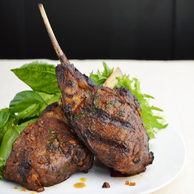 Grilled Charmoula Lamb Chops - Grilled Charmoula Lamb Chops