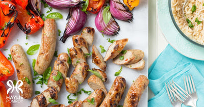 Grilled Chicken Sausages With Charred Peppers & Onions - Grilled Chicken Sausages With Charred Peppers & Onions