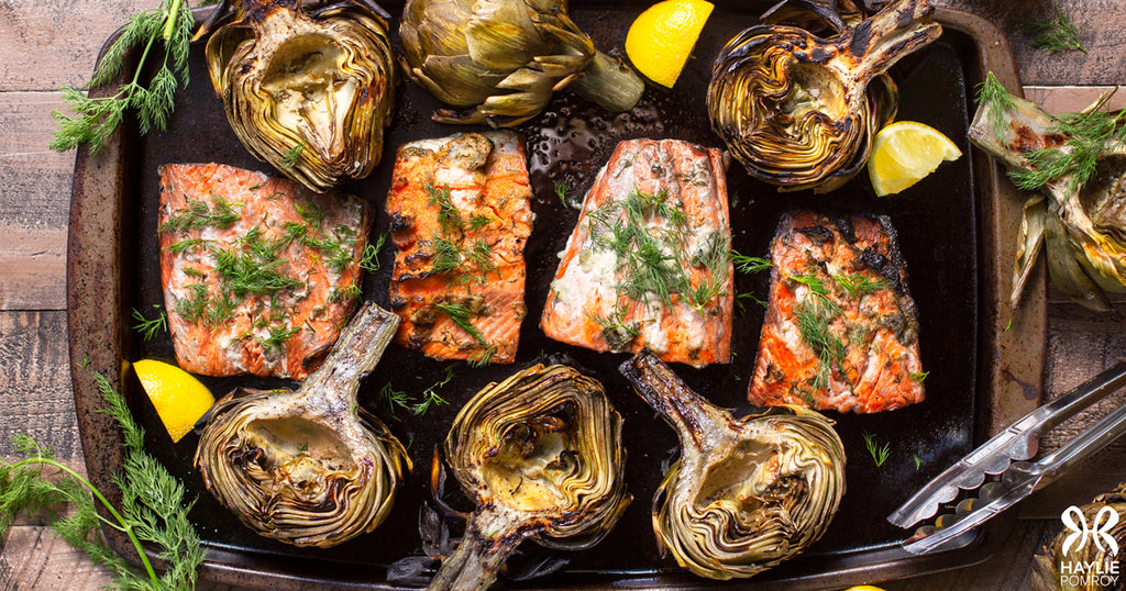 Grilled Salmon and Artichoke with Lemon-Dill Mayonnaise
      
      
      
        &ndash; Haylie Pomroy