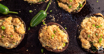 Vegan Jalapeno Popper Mac and Cashew cheese-Stuffed Portobello Mushrooms - Vegan Jalapeno Popper Mac and Cashew cheese-Stuffed Portobello Mushrooms