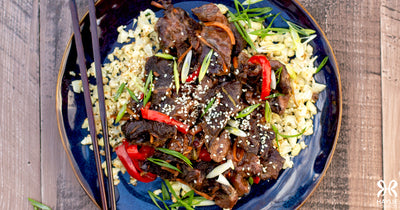 Mongolian Beef over Cauliflower Rice - Mongolian Beef over Cauliflower Rice