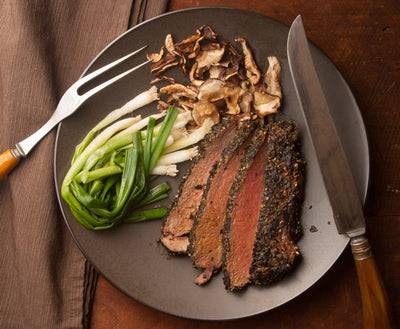 Nori-Crusted Sirloin with Shiitakes and Scallions - Nori-Crusted Sirloin with Shiitakes and Scallions