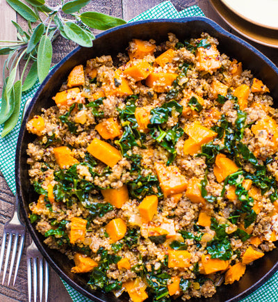 Roasted Sweet Potato, Sausage, & Quinoa Skillet - Roasted Sweet Potato, Sausage, & Quinoa Skillet