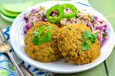 Baked Tuna Cakes with Jicama Slaw - Baked Tuna Cakes with Jicama Slaw