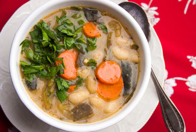 White Bean and Asparagus Stew with Wakame - White Bean and Asparagus Stew with Wakame