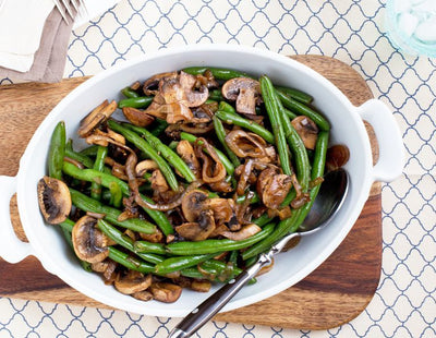 Green Beans with Shallots and Mushrooms - Green Beans with Shallots and Mushrooms