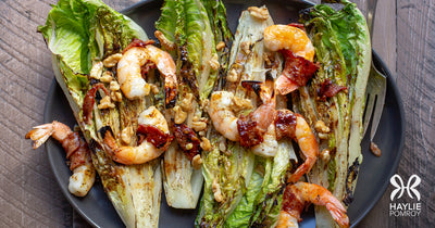 Grilled Romaine and Bacon-Wrapped Shrimp Salad - Grilled Romaine and Bacon-Wrapped Shrimp Salad