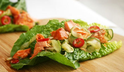 Lettuce Wraps with Smoked Salmon - Lettuce Wraps with Smoked Salmon