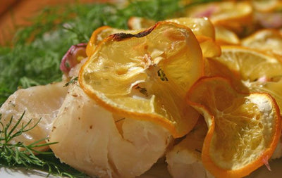 Quick Baked Fish with Meyer Lemons - Quick Baked Fish with Meyer Lemons