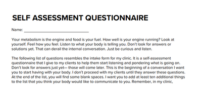 Self Assessment Form - Self Assessment Form