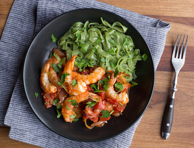 Shrimp with Spinach Fettuccine - Shrimp with Spinach Fettuccine