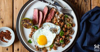 Steak and Eggs with Spicy Beans - Steak and Eggs with Spicy Beans