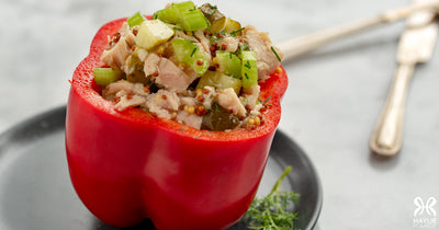 Red Pepper Stuffed with Crunchy Tuna Salad - Red Pepper Stuffed with Crunchy Tuna Salad