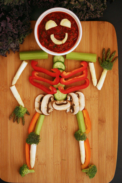 Veggie Skeleton with Roasted Red Pepper Dip - Veggie Skeleton with Roasted Red Pepper Dip